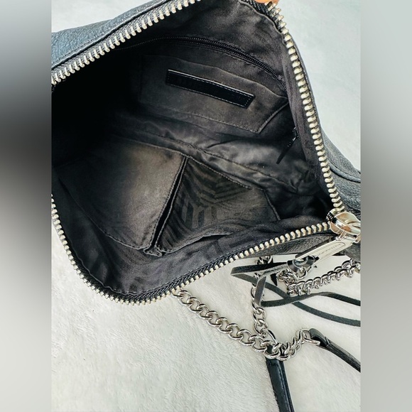 Rebecca Minkoff Black Leather Crossbody Bag Medium Size With Silver Hardware - Picture 7 of 14